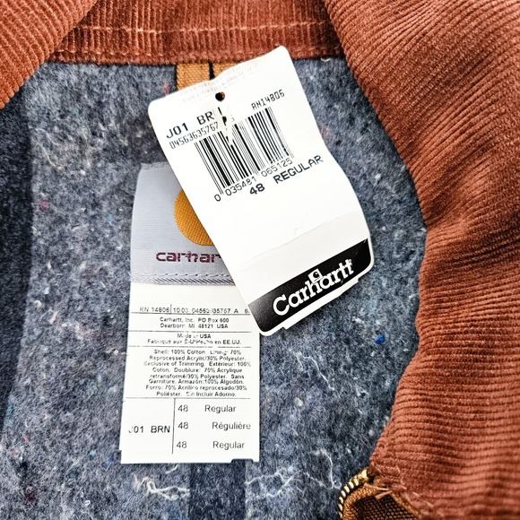 Vtg Carhartt Detroit J01 Canvas Duck Jacket 48 Reg Blanket Lining Brown New NWT - Picture 7 of 12